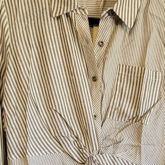 Mystree Womens Tunic Shirt Dress Small Stripes Twist Front Button Front - Picture 3 of 3
